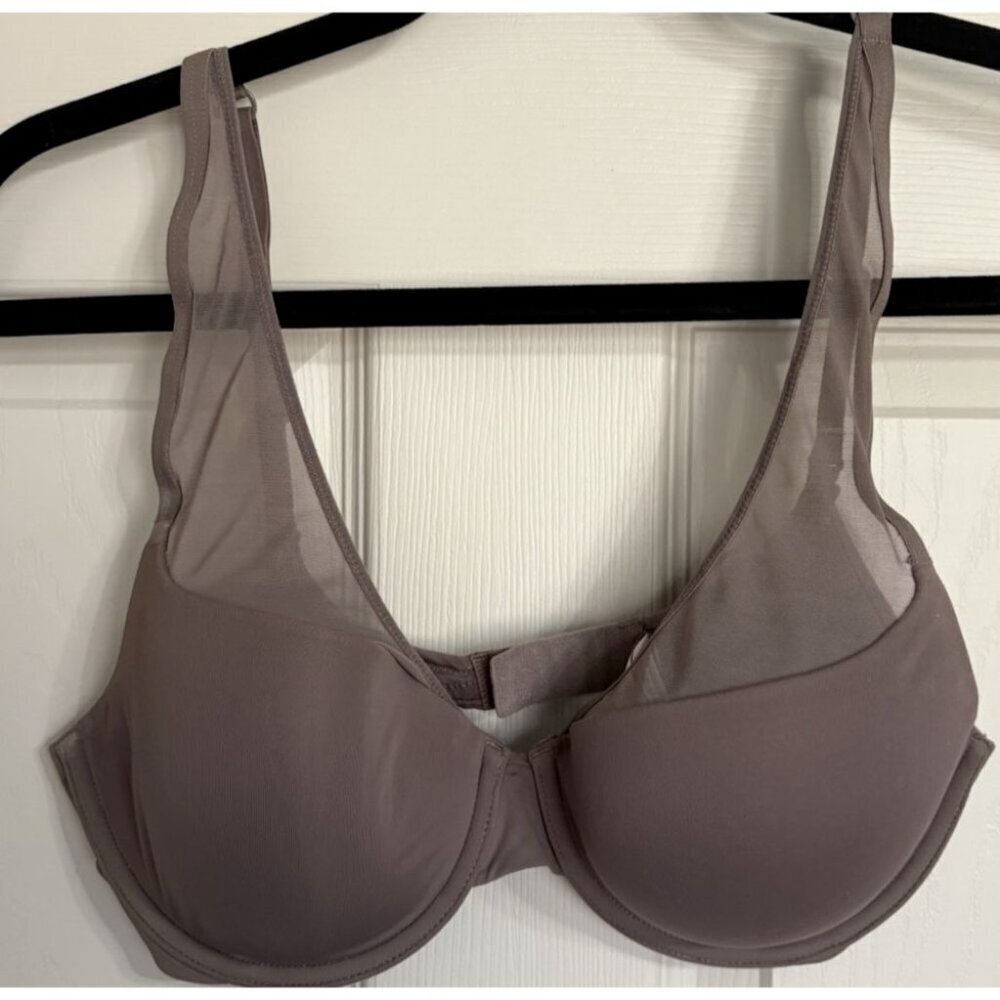 Victorias Secret Demi Bra 34D Brown with Sheer Accents